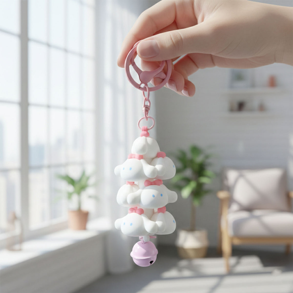 Cute Cartoon Cloud Stack Keychain With Bell (1 Pc  Mix Color)